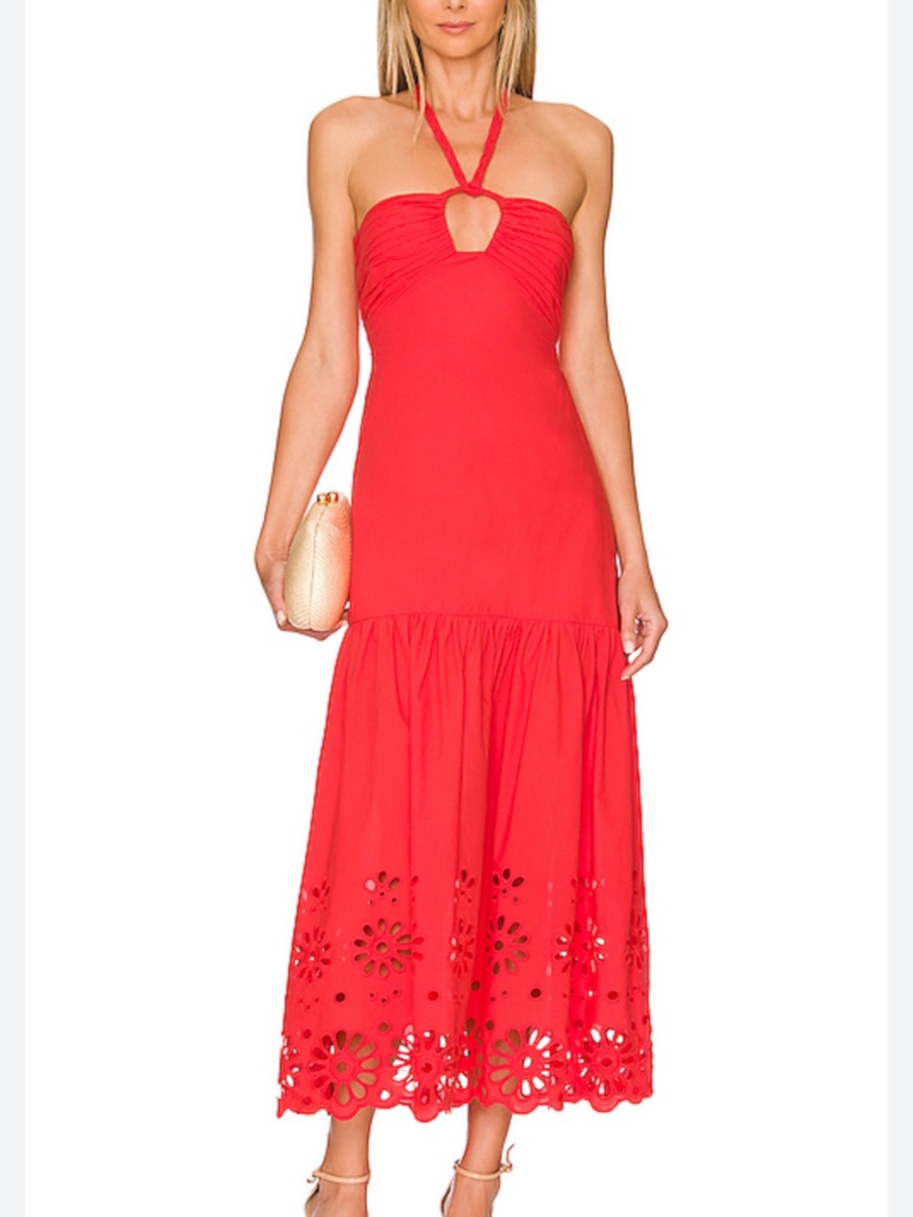 KARINA GRIMALDI talia embellished maxi dress in poppy LIKE NEW